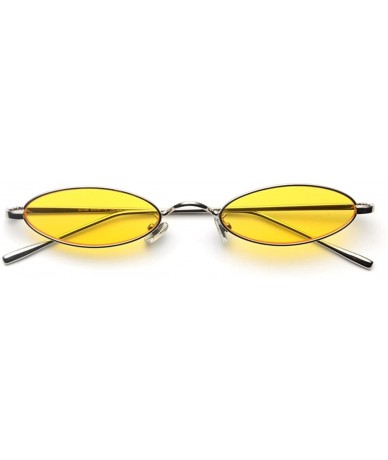 Sport Vintage Oval Sunglasses Small Metal Frame Fashion Candy Colors Women Sun Glasses - Yellow - CF18CE63HY3 $19.59