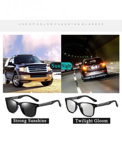 Sport Vintage Polarized Photochromic Sunglasses Men Women 100% UV Protection Outdoor Square Sunglasses B1001 - 1 Black - CJ18...