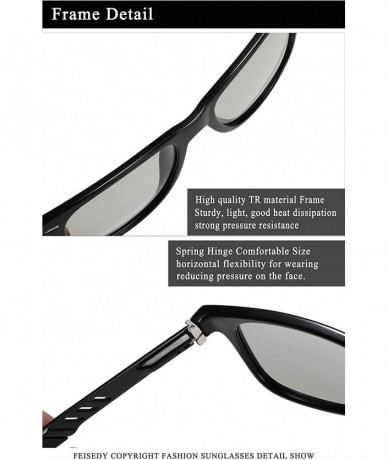 Sport Vintage Polarized Photochromic Sunglasses Men Women 100% UV Protection Outdoor Square Sunglasses B1001 - 1 Black - CJ18...