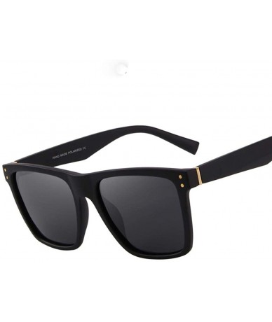 Square DESIGN Men/Women Polarized Square Sunglasses 100% UV Protection S8206 C01 Black - C03 Silver - CZ18XE0LT8R $28.01