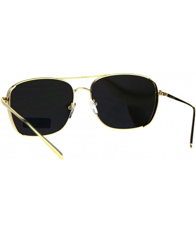 Square Unisex Side Cover Sunglasses Square Metal Frame Mirror Lens UV 400 - Gold (Blue Mirror) - C218HMZDGL5 $21.84