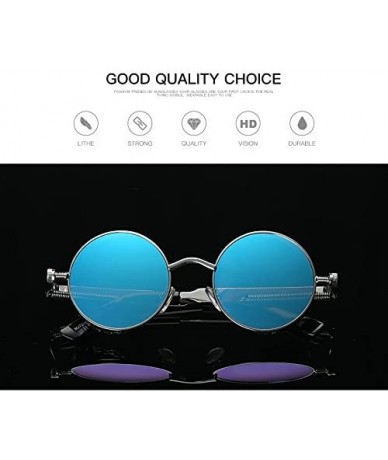 Round Steampunk Vintage Sunglasses Outdoors Protection - C0198QAKIC4 $30.29