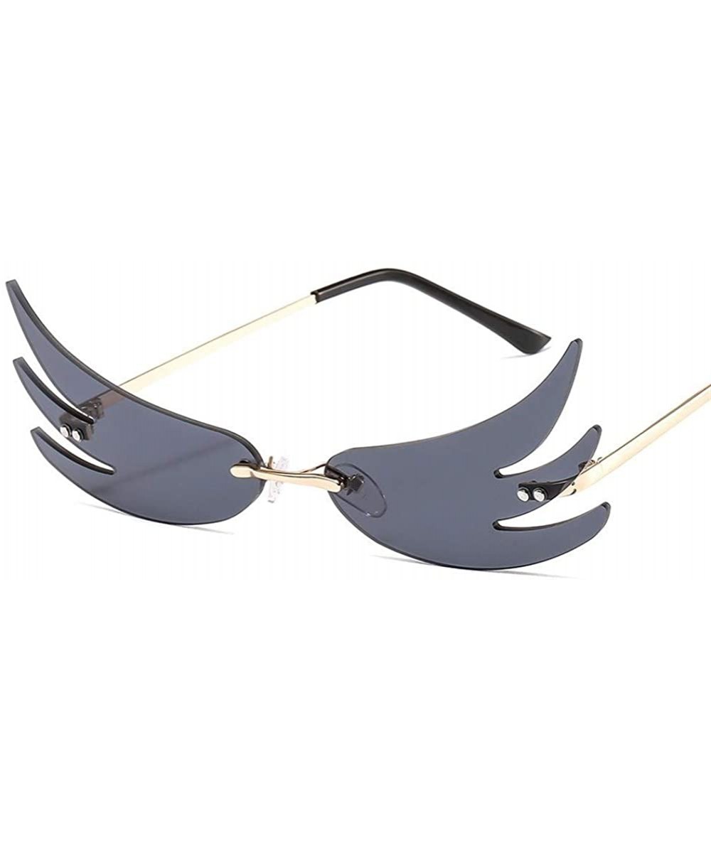 Rimless Wing Rimless Sunglasses for Women Sun Glasses Unique Eyeglasses UV400 - C1 Gold Grey - C519037AA78 $25.62