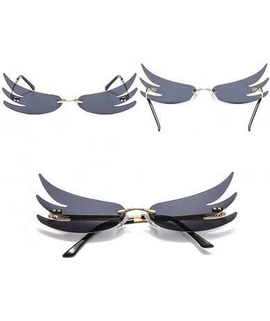 Rimless Wing Rimless Sunglasses for Women Sun Glasses Unique Eyeglasses UV400 - C1 Gold Grey - C519037AA78 $25.62