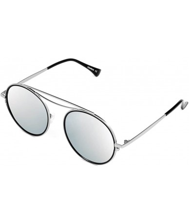 Oversized Fashion Designer Mirrored Polarized Round Sunglasses Fashion Eyewear - Silver/Light Gray - CE17Y7I3XGR $52.36