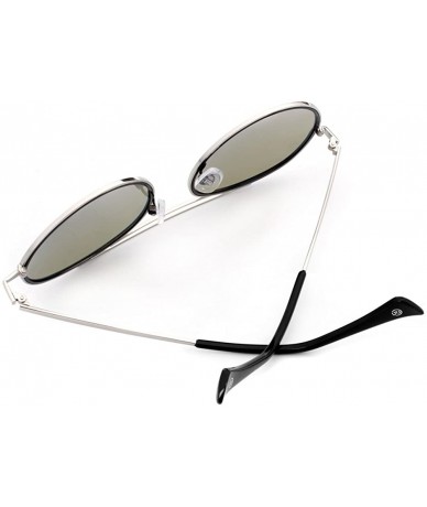 Oversized Fashion Designer Mirrored Polarized Round Sunglasses Fashion Eyewear - Silver/Light Gray - CE17Y7I3XGR $52.36