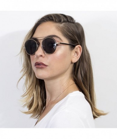 Oversized Fashion Designer Mirrored Polarized Round Sunglasses Fashion Eyewear - Silver/Light Gray - CE17Y7I3XGR $52.36