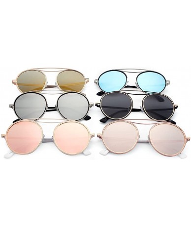 Oversized Fashion Designer Mirrored Polarized Round Sunglasses Fashion Eyewear - Silver/Light Gray - CE17Y7I3XGR $52.36