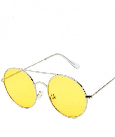 Aviator Vintage Men Sunglasses Women Retro Punk Style Round Metal Frame Black Black - Silver Yellow - CY18XDURMWG $18.34