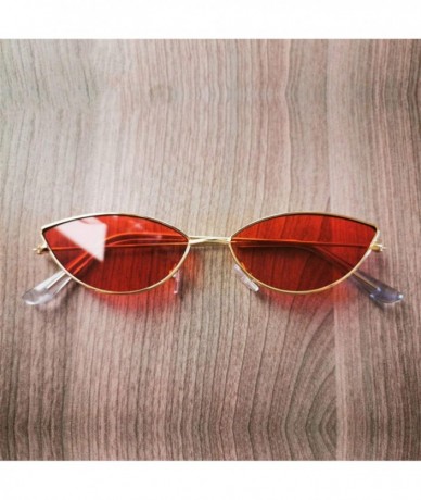 Cat Eye Women Cat Eye Sunglasses Cute Sexy Brand Designer Glasses Summer Retro Small Frame Black Red Cateye Sun - Red - CB198...