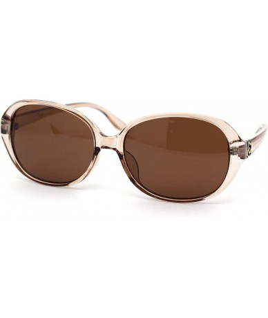 Oval Womens 90s Oval Round Designer Fashion Plastic Sunglasses - Beige Brown - C218X2QLN04 $18.82