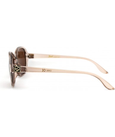 Oval Womens 90s Oval Round Designer Fashion Plastic Sunglasses - Beige Brown - C218X2QLN04 $18.82