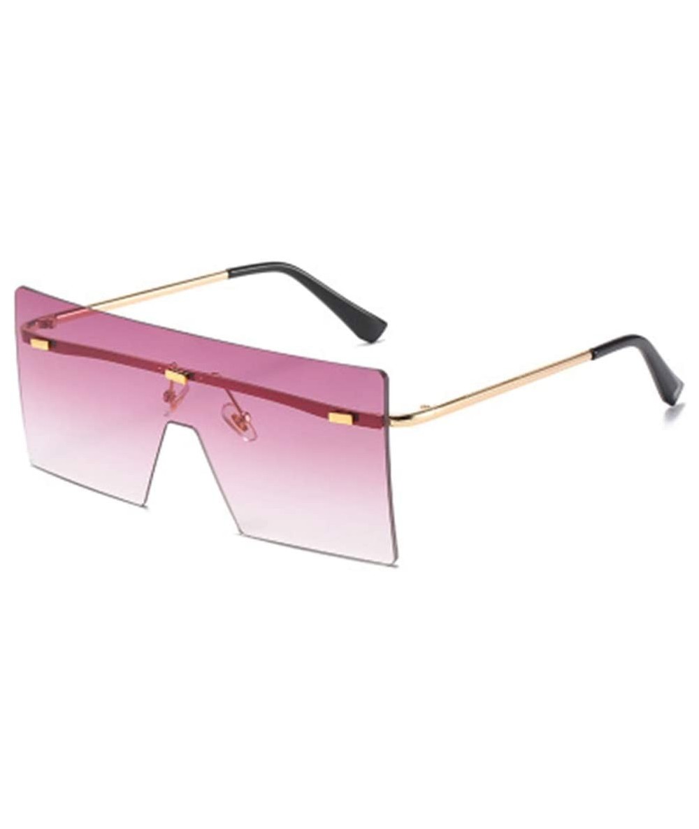 Sport Square Frameless One-Piece Personality Big Frame Sunglasses Sunglasses - 9 - CM19082E6OO $58.08