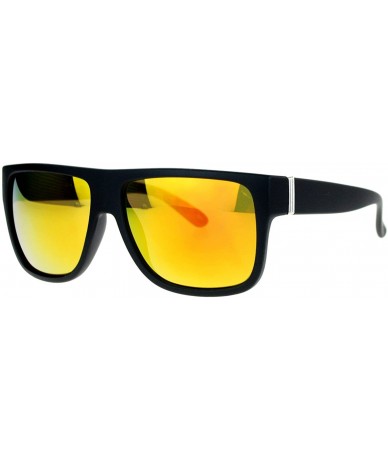 Square Classic Square Frame Sunglasses Unisex Designer Fashion Color Mirror Lens - Black (Orange Mirror) - CT180CD7E2C $19.27