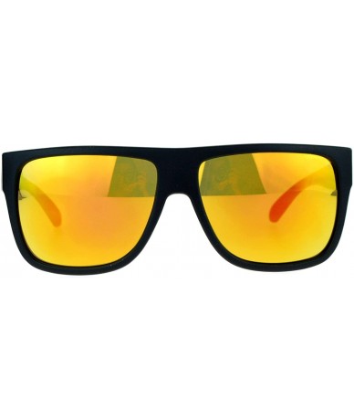 Square Classic Square Frame Sunglasses Unisex Designer Fashion Color Mirror Lens - Black (Orange Mirror) - CT180CD7E2C $19.27