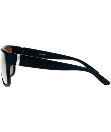 Square Classic Square Frame Sunglasses Unisex Designer Fashion Color Mirror Lens - Black (Orange Mirror) - CT180CD7E2C $19.27