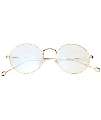 Round Glasses Clear Oversized Eyelasses Anti Blue - Gold - CI18ST4NSRA $26.81