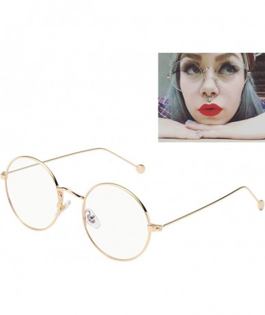 Round Glasses Clear Oversized Eyelasses Anti Blue - Gold - CI18ST4NSRA $26.81