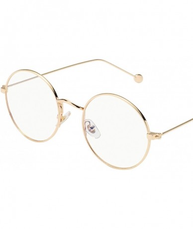 Round Glasses Clear Oversized Eyelasses Anti Blue - Gold - CI18ST4NSRA $26.81