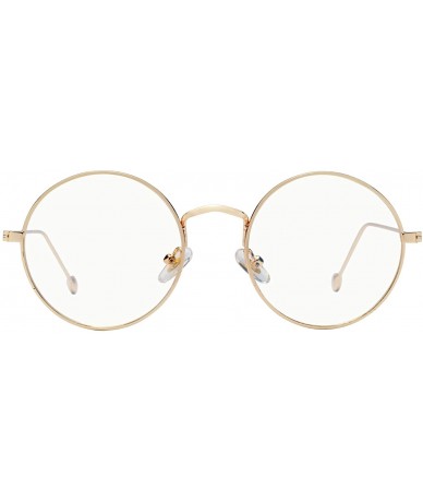 Round Glasses Clear Oversized Eyelasses Anti Blue - Gold - CI18ST4NSRA $26.81