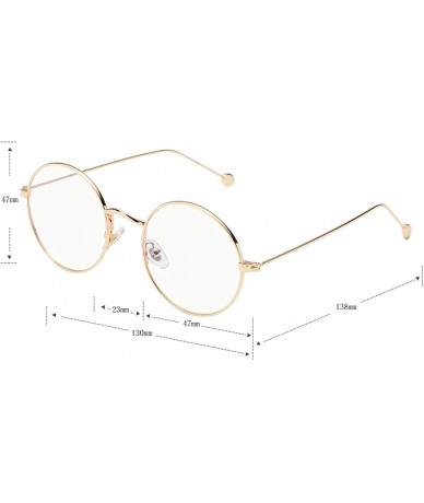 Round Glasses Clear Oversized Eyelasses Anti Blue - Gold - CI18ST4NSRA $26.81