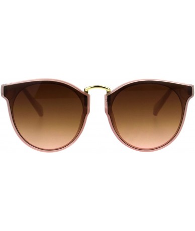 Rectangular Hipster Plastic Horned Rim Mens Metal Bridge Sunglasses - Pink Brown - C9186889AWO $18.35