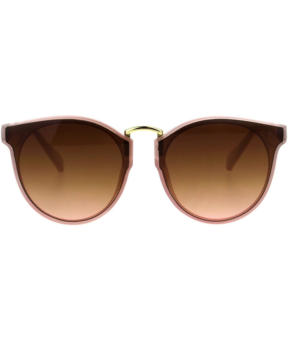 Rectangular Hipster Plastic Horned Rim Mens Metal Bridge Sunglasses - Pink Brown - C9186889AWO $18.35