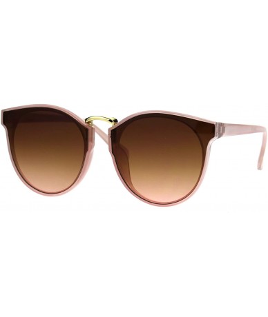 Rectangular Hipster Plastic Horned Rim Mens Metal Bridge Sunglasses - Pink Brown - C9186889AWO $18.35