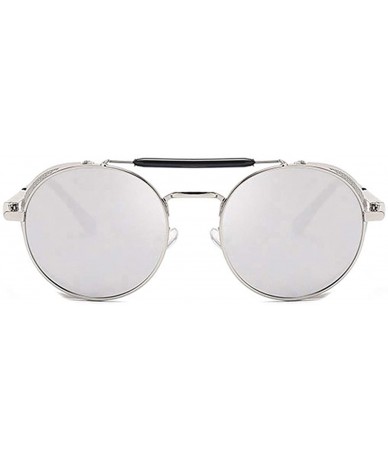 Round Steampunk Sunglasses for Men Women-Classic Round Style-UV Protection 8086 - Silver - CA19032DZH4 $17.93