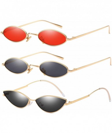 Square Vintage Slender Oval Sunglasses Small Metal Frame Candy Colors - CH18CSY8MLI $32.50