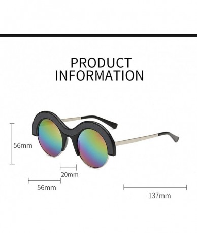 Oversized M Shaped Sunglasses for Men and Women Eyebrow Frame Trendy Round Lens Eyewear UV Protection - Black Red - CW190HEZ9...