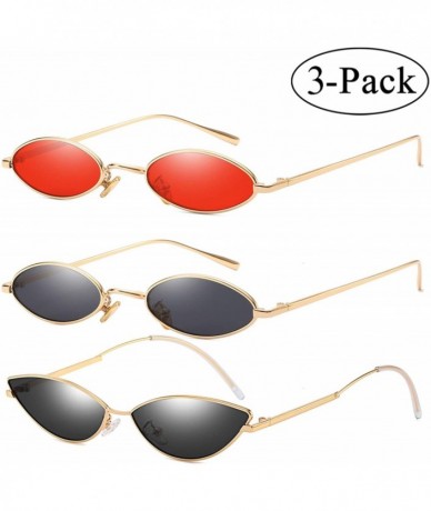 Square Vintage Slender Oval Sunglasses Small Metal Frame Candy Colors - CH18CSY8MLI $32.50