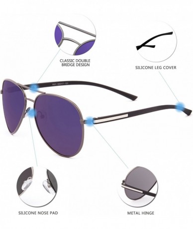 Aviator Aviator Mirror UV400 Polarized Sunglasses for Men Women with Case 1621 - Gunmetal - CE183G68HUR $52.75