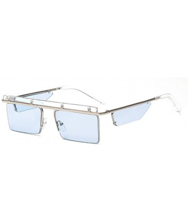 Aviator Rimless Square Ocean Lens Sunglasses HD Lenses with Case UV Protection Driving Cycling - Blue - CF18LN3TWS2 $30.16