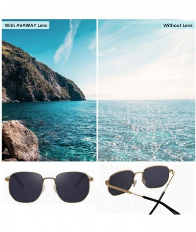 Rimless Polygonal Polarized Sunglasses for Men Women Metal Geometric Square Driving Glasses - Black Lens - C4194WZC609 $29.24