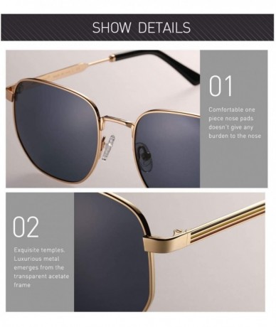 Rimless Polygonal Polarized Sunglasses for Men Women Metal Geometric Square Driving Glasses - Black Lens - C4194WZC609 $29.24