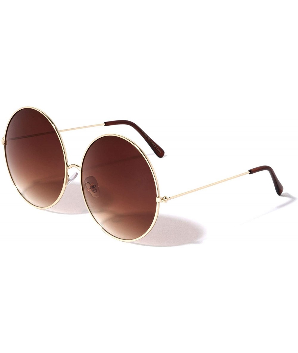 Oversized Oversized Thin Rim Round Sunglasses - Brown - CV190DOCHHG $26.44