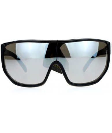 Shield Biohazard Oversize Shield Mirror Lens Mens Gangster Plastic Sunglasses - Grey Camo - C612HHXNQSH $23.89