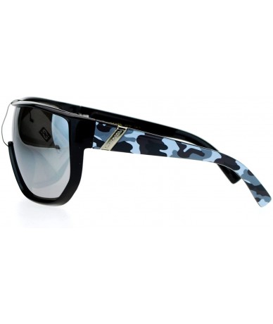 Shield Biohazard Oversize Shield Mirror Lens Mens Gangster Plastic Sunglasses - Grey Camo - C612HHXNQSH $23.89