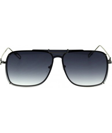 Shield Mens Luxury Flat Top Mobster Shield Rimless Racer Metal Rim Sunglasses - Gunmetal Smoke - CI18SA576UA $24.34