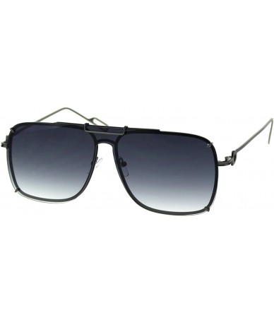 Shield Mens Luxury Flat Top Mobster Shield Rimless Racer Metal Rim Sunglasses - Gunmetal Smoke - CI18SA576UA $24.34