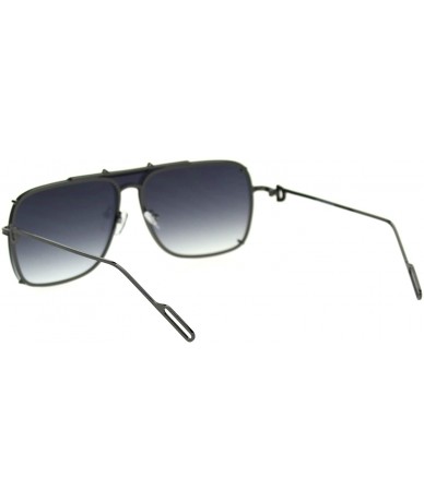 Shield Mens Luxury Flat Top Mobster Shield Rimless Racer Metal Rim Sunglasses - Gunmetal Smoke - CI18SA576UA $24.34