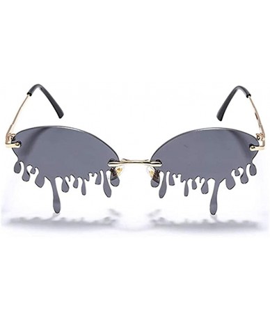 Rimless 2020 Rimless Sunglasses Women fashion Unique Tears Shape Steampunk Sunglasses with Glasses Case - Gray - CX1903D2X49 ...