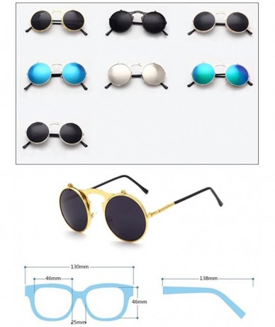 Round Vintage punk Round Metal Sunglass Mens Womens - C5 - CD18DL74ZLM $18.47