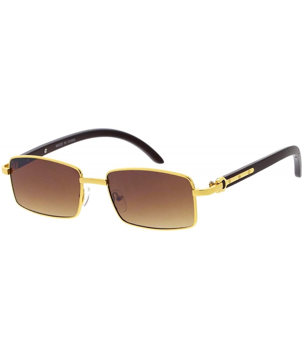 Rectangular Sophisticate Retro Fashion Rectangular Sunglasses SQ50 - Gold - CG19202MOXC $20.50