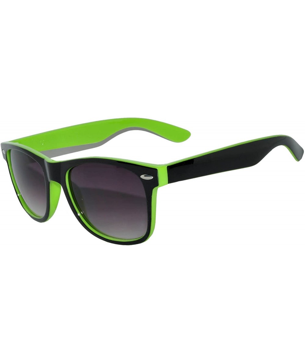 Wayfarer Vintage Two Tone Sunglasses Smoke Lens Classic Retro Style - Green_smoke_lens - CK122CL12RB $17.80