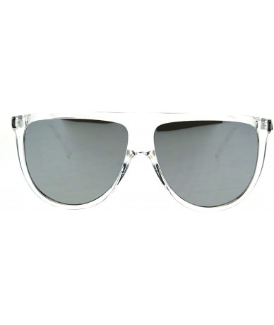 Oversized Oversize Thin Plastic Flat Top Mob Reflective Color Mirror Lens Sunglasses - Clear Silver Mirror - CC182DSMWNM $19.09