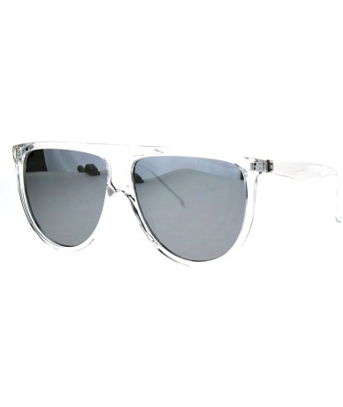 Oversized Oversize Thin Plastic Flat Top Mob Reflective Color Mirror Lens Sunglasses - Clear Silver Mirror - CC182DSMWNM $19.09