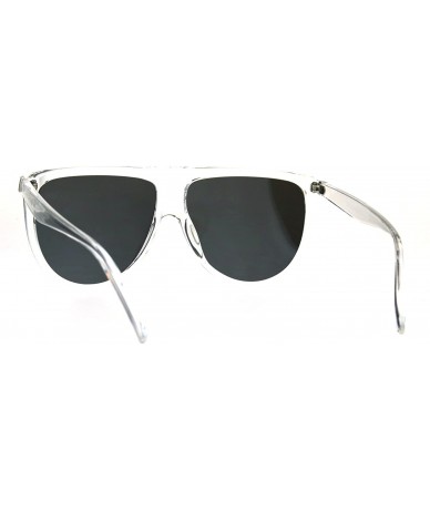 Oversized Oversize Thin Plastic Flat Top Mob Reflective Color Mirror Lens Sunglasses - Clear Silver Mirror - CC182DSMWNM $19.09