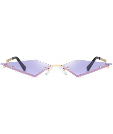 Cat Eye Women Irregular Diamond Shape Sunglasses Small Cat Eye Flat Lens Mirrored Glasses - Purple - CH196ANKQ0T $18.46